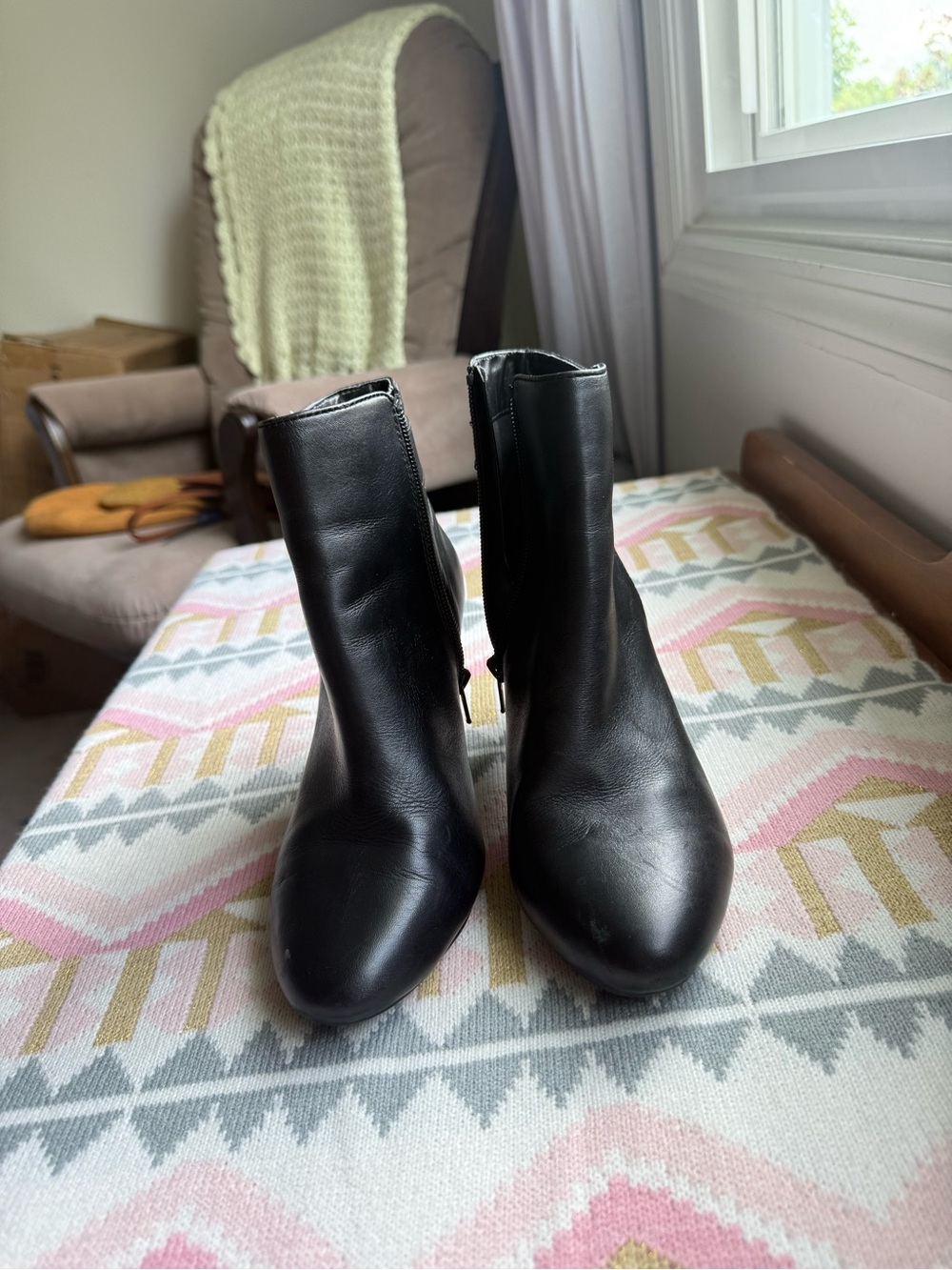 Black Leather Ankle Booties